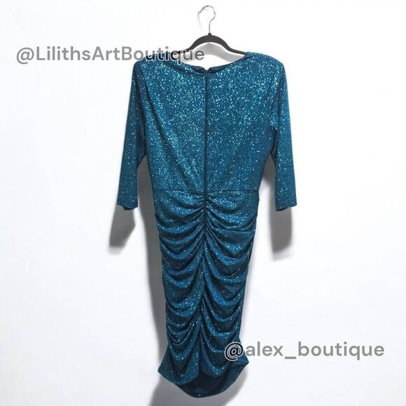 Calvin Klein Runched Glitter Bodycon Midi Dress(C037)-Size 10 for Women - Picture 6 of 12